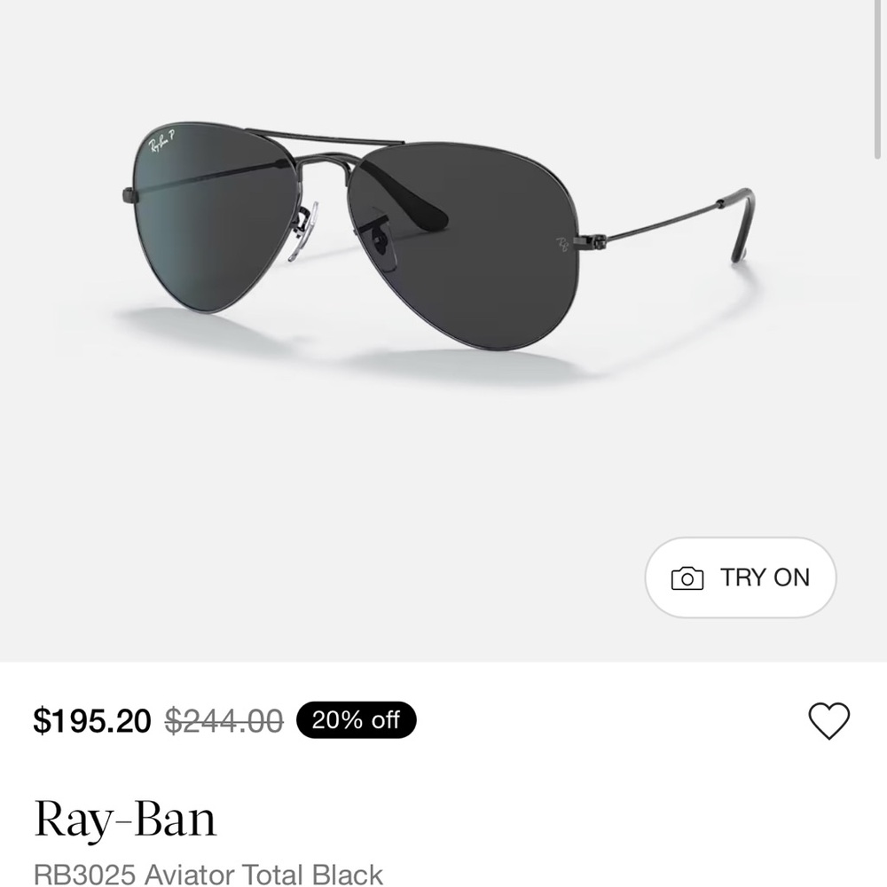 Ray-Ban Aviator Total Black Glasses